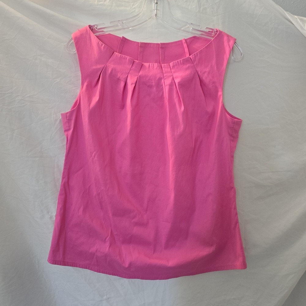 Trina Turk Sleeveless Bright Pink Pleated Neckline Pullover Top Size 6 Boho-chic